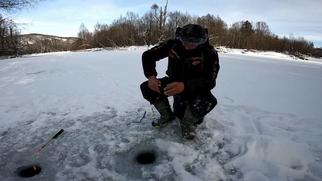 Зимняя рыбалка в тайге. Бешеный клев ленка и хариуса на короеда. Зимняя рыбалка в Сибири.