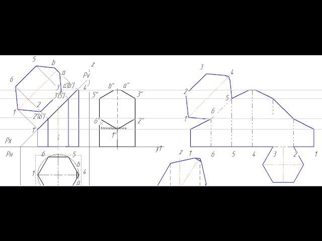 Видеоуроки Компас 3D. Урок 6  Сечение призмы плоскостью  Развертка усеченной призмы