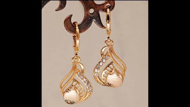 Rose Gold Plated Dangle Earrings Design / Light Weight Gold Plated    Daily Wear earrings