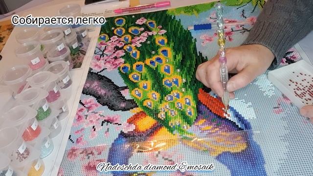 Выпуск 869/Павлины/Алмазная мозаика/Процесс/