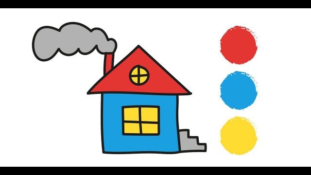Как нарисовать ДОМ / Раскраска ДОМИК для детей от 3 лет / Краски раскраски