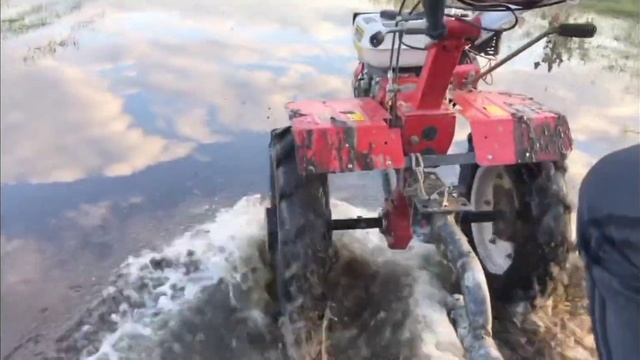 мини покатушки на мотоблоке в затопленный сож?утонули вместе с мотоблоком. обкатка мотоблока