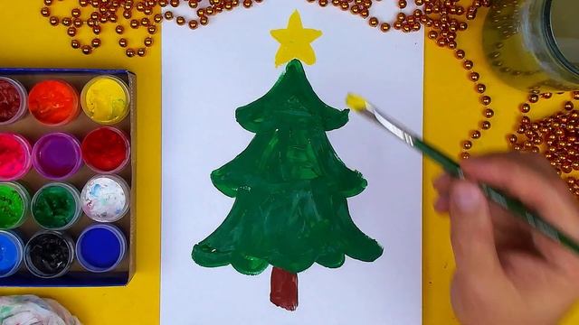Как нарисовать Ёлку красками ГУАШЬ для детей