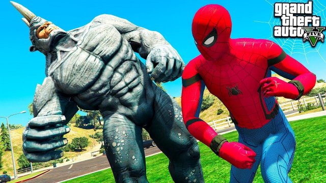 ЧЕЛОВЕК ПАУК ПРОТИВ НОСОРОГА РИНО В ГТА 5 МОДЫ! SPIDERMAN ОБЗОР МОДА В GTA 5! ИГРЫ ГТА ВИДЕО MODS