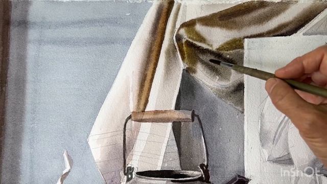 Рисуем драпировку в натюрморте акварелью