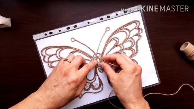 Поделки из джутовой нити. Бабочка. Джутовая филигрань для начинающих.