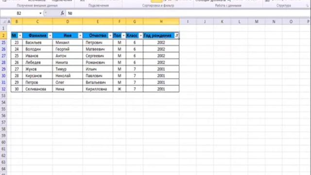 EXCEL. Сортировка и фильтрация.