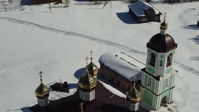 Видео с дрона. с. Жабны- Храм Преподобного Нила Столобенского.