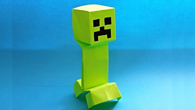 Как сделать крипера из бумаги из майнкрафта -ОРИГАМИ ИЗ БУМАГИ