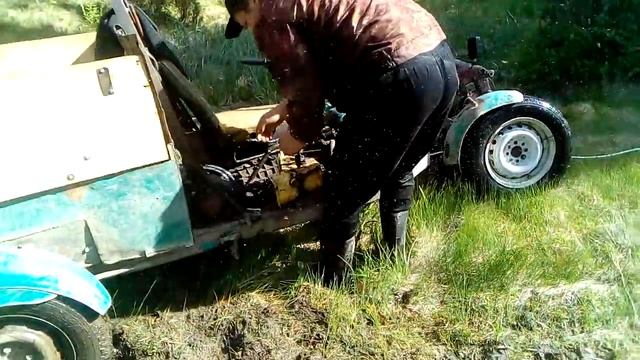 Самодельный мотоблок с механической лебёдкой