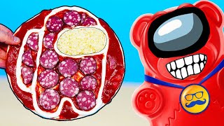 AMONG US ЧЕЛЛЕНДЖ AMONG US ПИЦЦА ПРОТИВ МЕДВЕ ПИЦЦЫ С ЖЕЛЕЙНЫМ МЕДВЕДЕМ ВАЛЕРОЙ