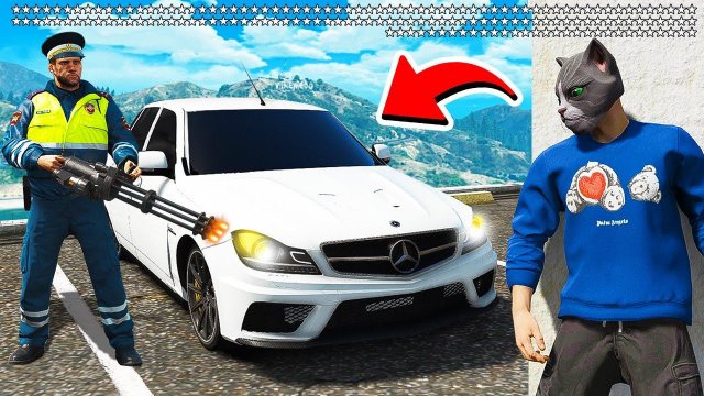 150 ЗВЁЗД РОЗЫСКА! УГНАЛ МЕРСЕДЕС C63 ПРИОРА И УСТРОИЛ ПОГОНЮ ГТА 5 МОДЫ МУРКА