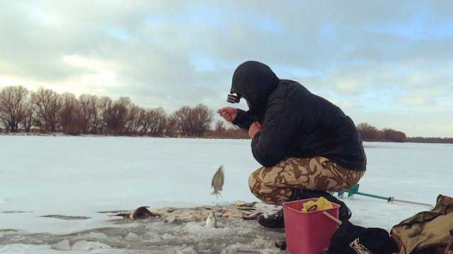 Рыбалка на льду. Зимняя рыбалка. Попал на густеру.