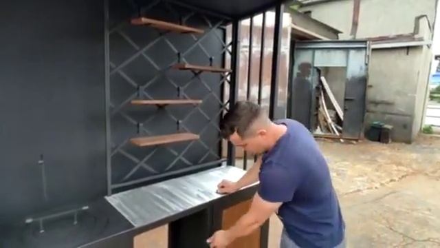 Видео обзор мангального комплекса в стиле лофт. Габаритные размеры 2500х1250х2200мм.