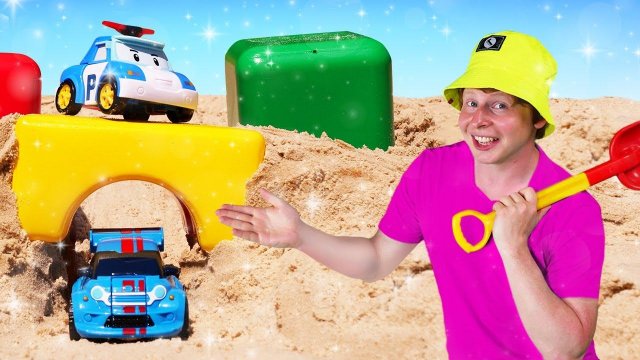 Машинки в песочнице — Развивающие игры и мультики для самых маленьких — Строим тоннель в песке
