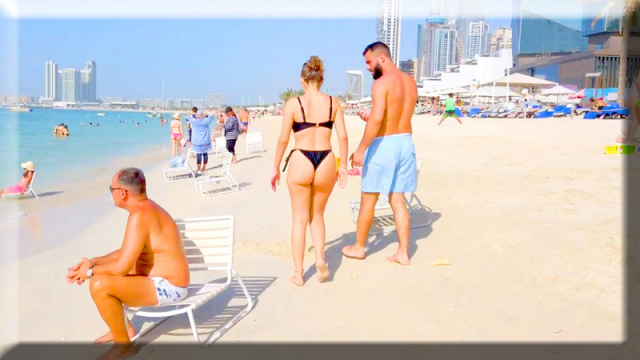 Dubai Marina Beach Walk - Girls in Bikinis