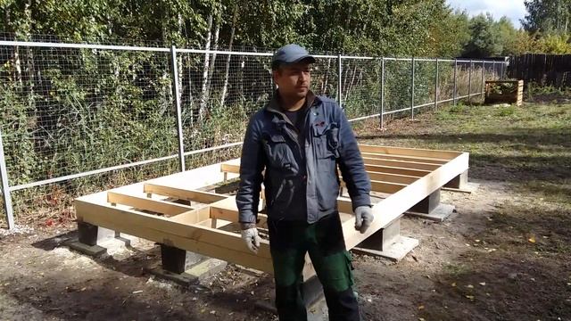 Обвязка фундамента и лаги пола.  Основание для хозблока, сарая, бытовки.