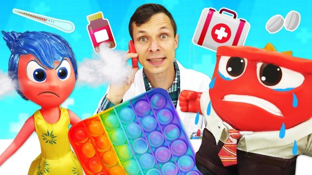 Видео про игры в куклы Головоломка. Откуда Тролль Розочка в Мегаклинике?! Игры в доктора и поп ит!