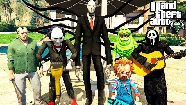 КРИК ДЖЕФФ И ЧАКИ СПАСАЮТ СЛЕНДЕРМЕНА В ГТА 5! ОБЗОР МОДА В GTA 5 ИГРА ВИДЕО MODS