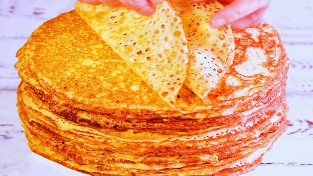 Бабушкины БЛИНЫ на Масленицу по РЕЦЕПТУ из СССР! Тонкие БЛИНЫ на ВОДЕ, которые получаются ВСЕГДА!