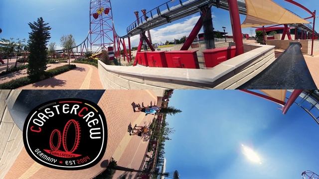 360° RED FORCE VR Roller Coaster Ferrari Land | onride POV Port Aventura Montaña Rusa