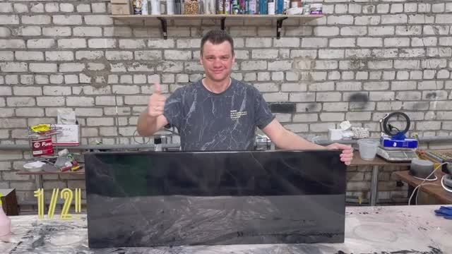 Эпоксидная смола под черный мрамор (Black Marble Epoxy Effect)/ Как залить стол эпоксидной смолой.