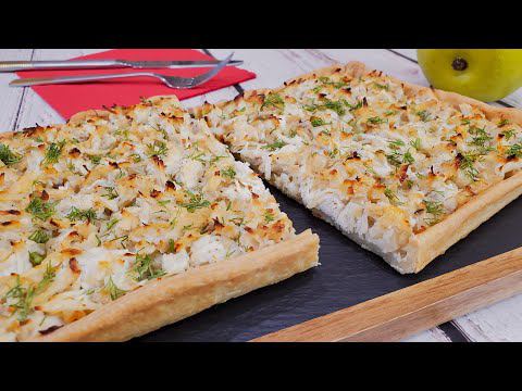 Открытый пирог с курицей и яблоками - рассыпчатое тесто и нежная начинка внутри