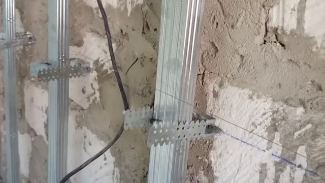 обшивка стен гипсокартоном в два слоя, на каркасе. Plasterboard Wall.