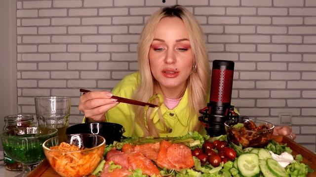 MUKBANG | Спаржа, форель, закуски, овощи | Asparagus, trout, appetizers, vegetables не ASMR