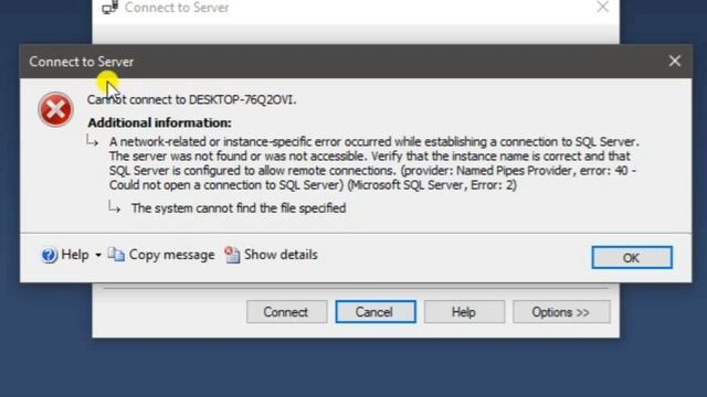 A network-related or instance-specific error occurred while establishing a connection to SQL Server