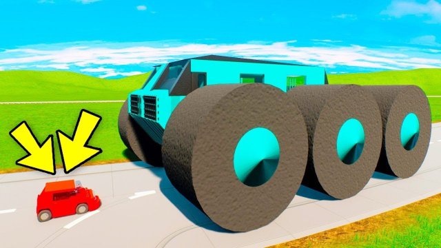 ЛЕГО КОШКИ МЫШКИ! САМАЯ ОГРОМНАЯ ЛЕГО МАШИНА РАЗДАВИЛА МАЛЕНЬКУЮ ТАЧКУ В БРИК РИГС (Brick Rigs)