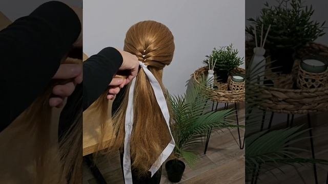CUTE Easy BRAIDED Hairstyle | Fake Braid with Ribbon | Back BRAID Hairstyle#hair #braids #shortvide