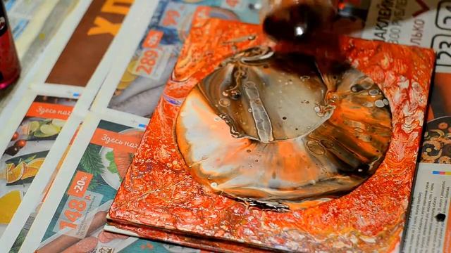 Заливка акрилом.  Акриловый лак+колер+силикон. pouring acrylic
