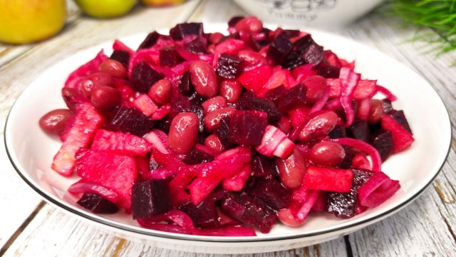 Постный салат из СВЕКЛЫ, с красной ФАСОЛЬЮ и ЯБЛОКОМ!