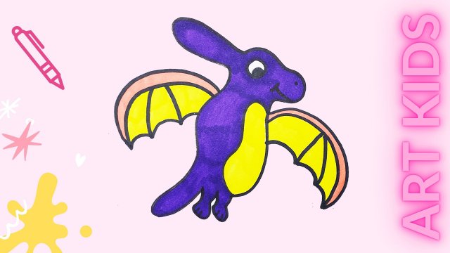 Как нарисовать динозавра / Рисуем птеродактиля / Простые рисунки для детей.