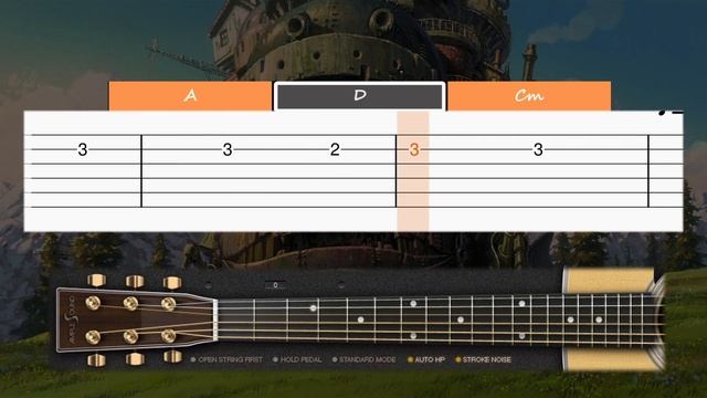 Howl's Moving Castle - Theme - Guitar tutorial (TABS AND CHORDS)