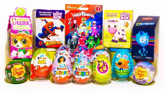 15 Киндер Сюрпризов МИ-МИ-МИШКИ Лунтик и СМЕШАРИКИ Маша и Медведь ЧЕЛОВЕК ПАУК Фиксики