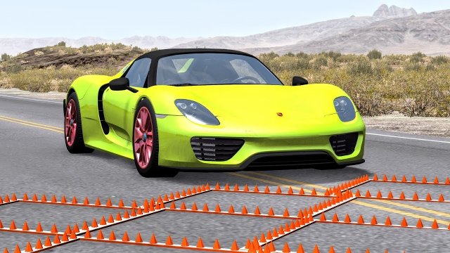 Массовые аварии с нагромождением полос шипов– BeamNG Drive
