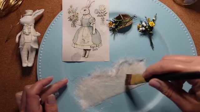 МК ватная ёлочная игрушка "Зайка-весна Часть 5. DIY cotton spun miniature " Bunny-Spring" Part 5.