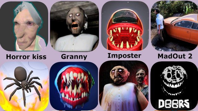 Granny,Doors Obby,MadOut 2,Online Imposter,Horror Kiss,Scary Forest Monster