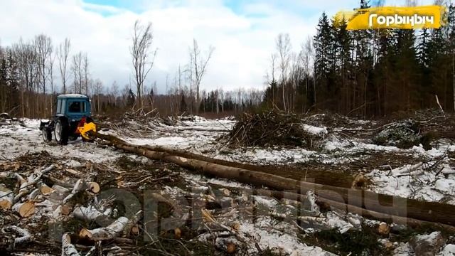 ГОРЫНЫЧ Захват Нож-Толкатель МТЗ 82. Работа в лесу, в реальных условиях. тел. 8(910) 860-47-74