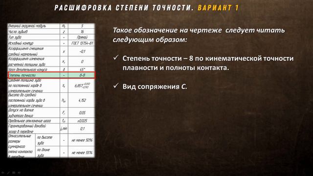 Выбираем степень точности шестерен и зубчатых колес.Обозначение на чертеже. ГОСТ 1643-81