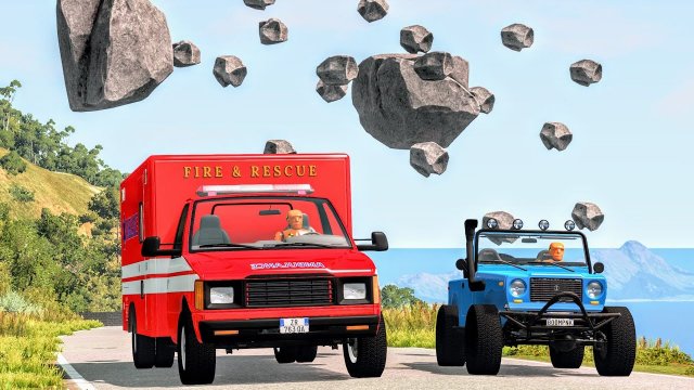 Сумасшедшие обвалы на камнях – BeamNG Drive