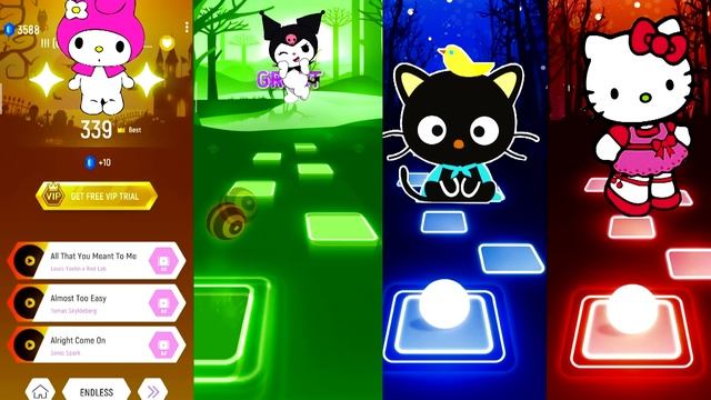 Hello Kitty Team - My Melody - Kuromi - Chococat - Hello Kitty | Gaming Music Tiles Hop EDM Rush!