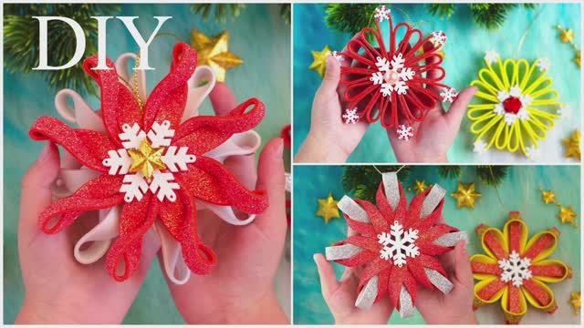 3 DIY идей КАК СДЕЛАТЬ СНЕЖИНКУ своими руками из фоамирана