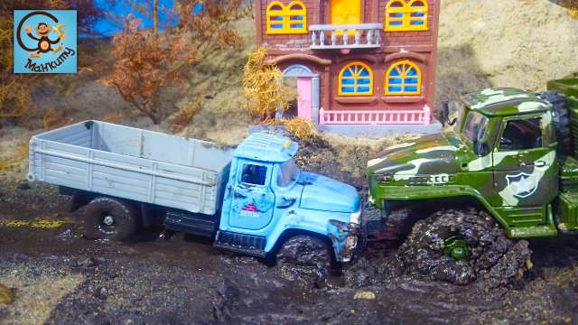 Мультик про Машинки - Грузовичок застрял в грязи, Машины ремонтируют дорогу. МанкиМульт
