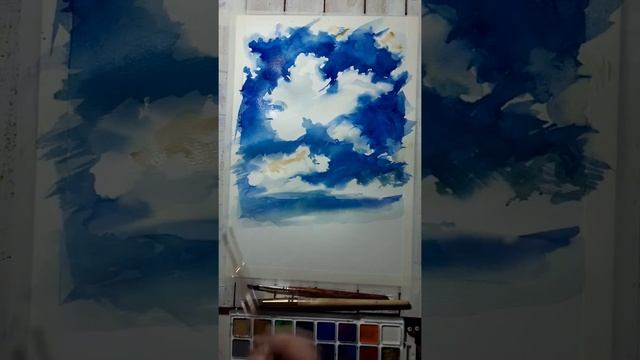 Как рисовать облака акварелью