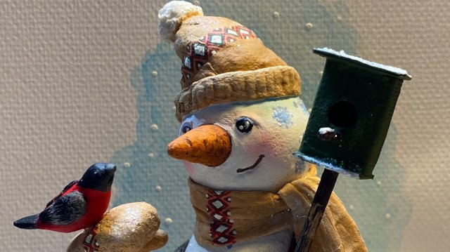 МК "Снеговик" Часть 2. Ватная игрушка на ёлку