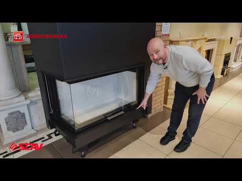 Угловые каминные топки STAV. Двусторонний обзор огня.