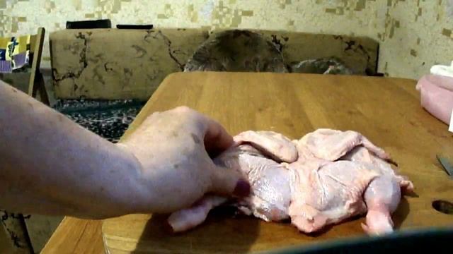Подготовка цыплёнка для жарки "табака".